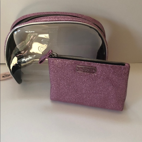 Victoria's Secret Handbags - Victoria’s Secret Pink Glitter Cosmetic Bag Set